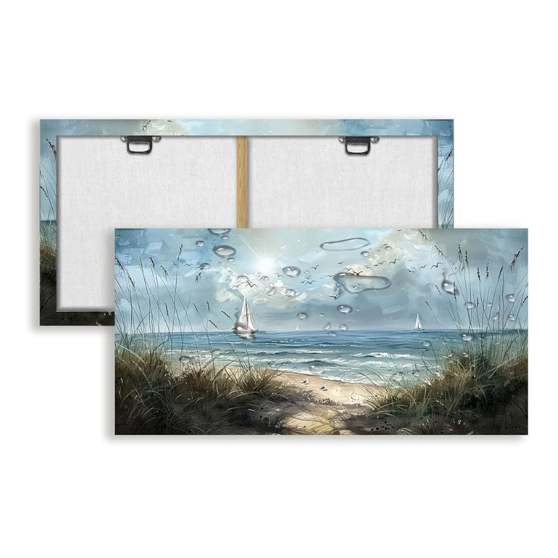 Grande toile bord de mer bâteau à voile 100x50cm