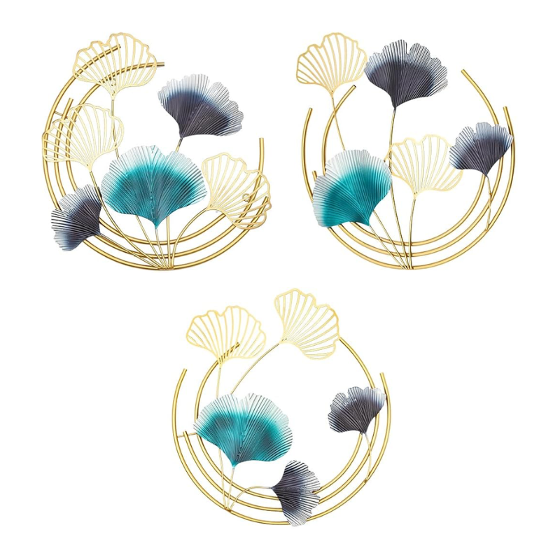 Lot de 3 déco murales feuilles de ginkgo
