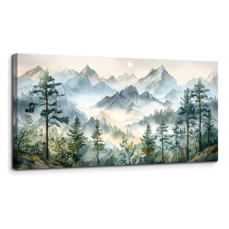 Grande toile forêt et montagne 100x50cm