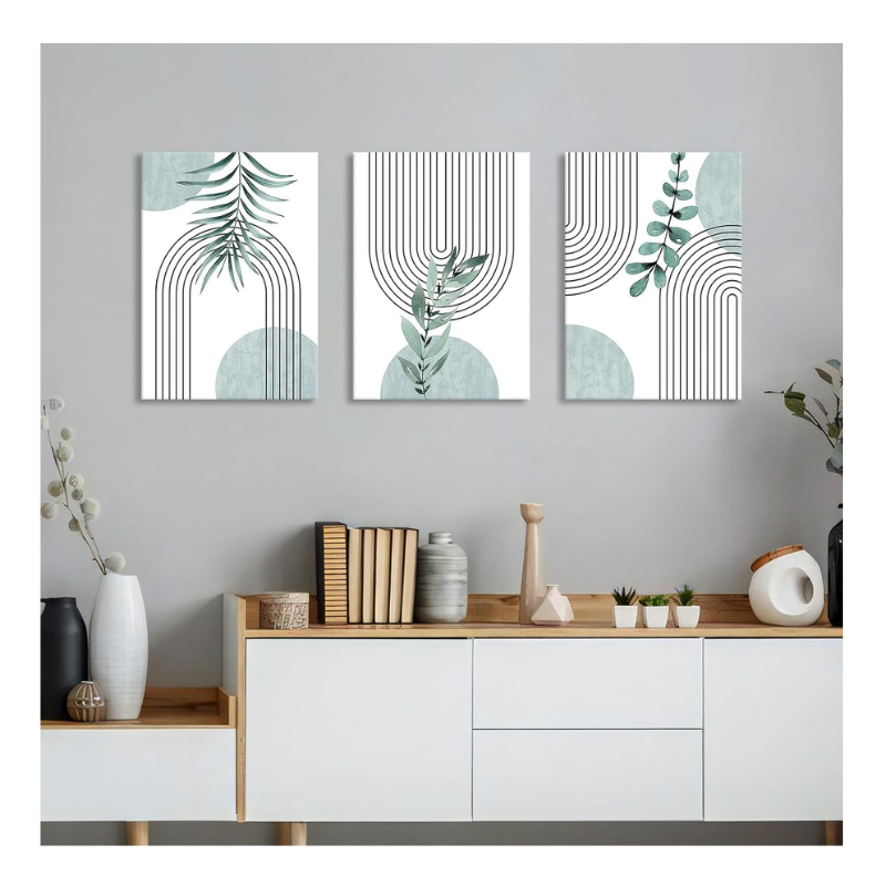 Lot 3 toiles minimalistes et plantes 40x60cm