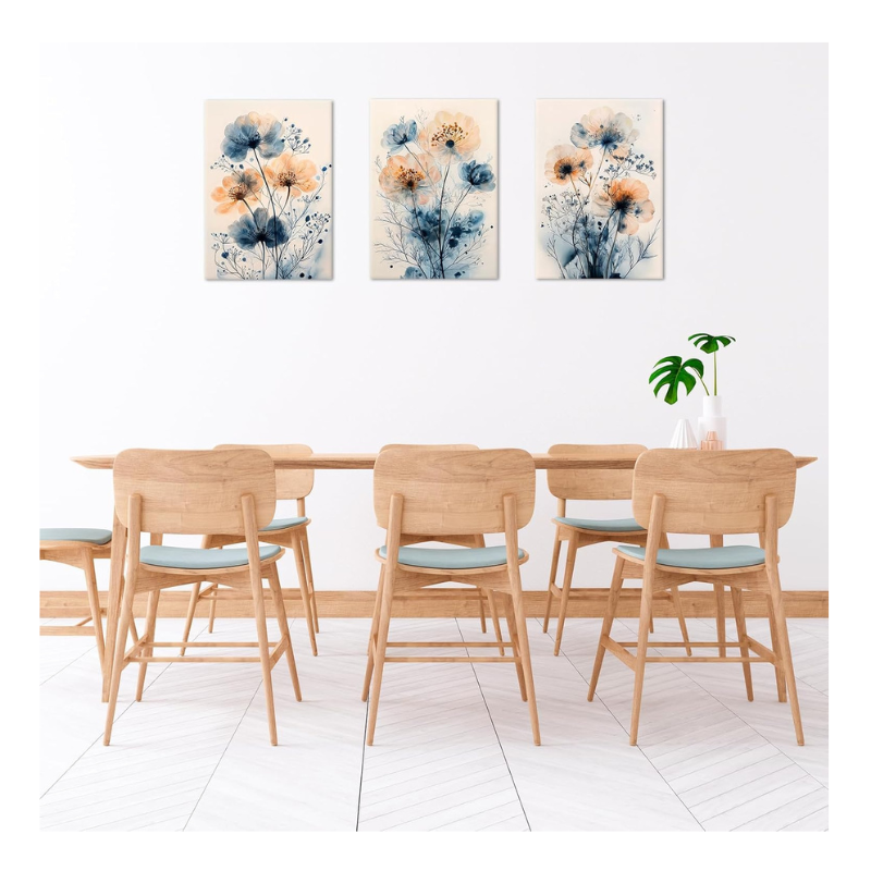 Lot 3 toiles aquarelle fleurs 40x60cm