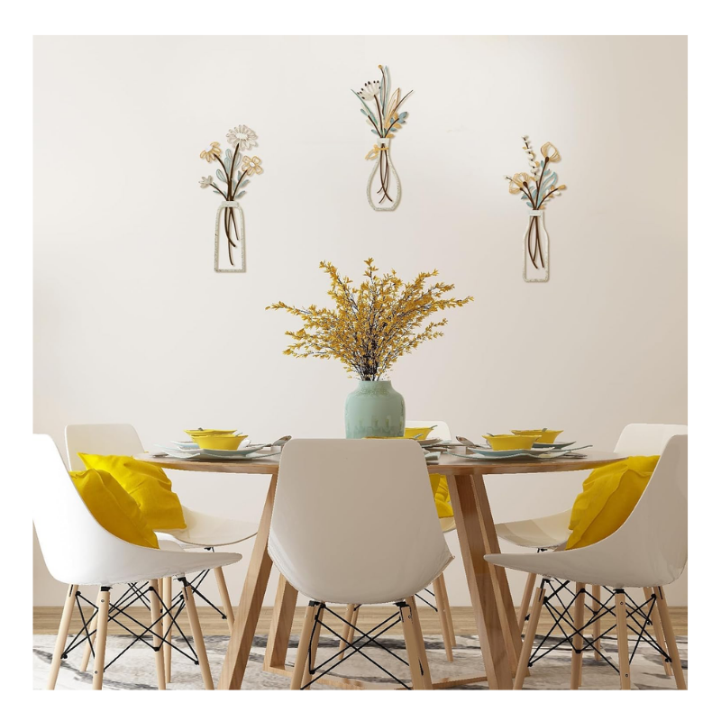 Lot de 3 déco fleurs en métal