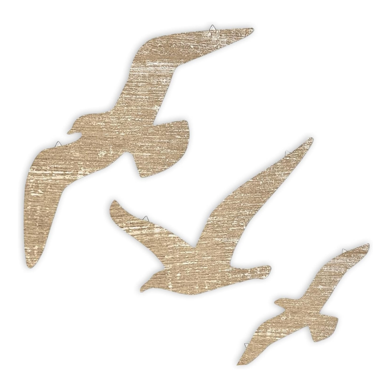 Lot de 3 mouettes murales en bois