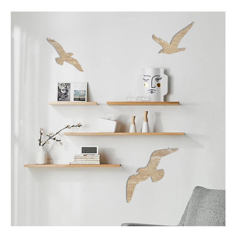 Lot de 3 mouettes murales en bois
