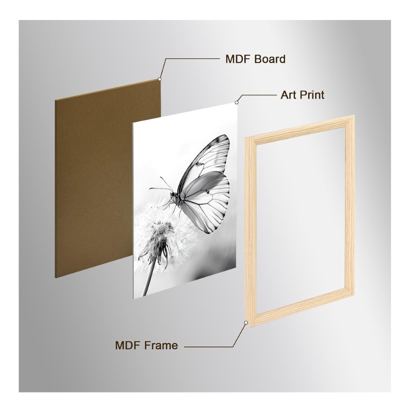 Lot 3 tableaux fleurs papillon noir et blanc 30x40cm