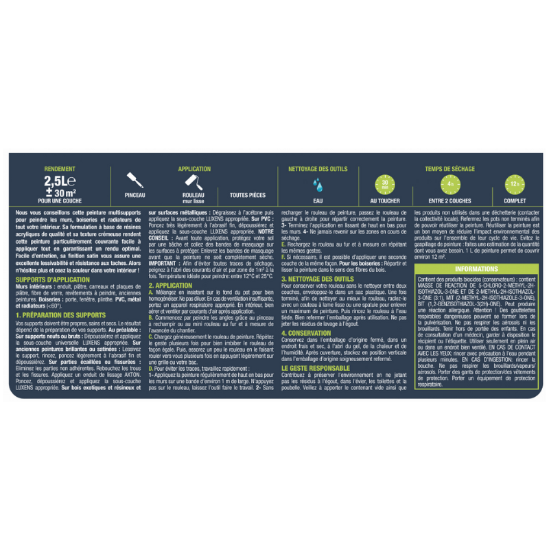 Peinture intérieure satin CANDY 6 - 2.5L LUXENS