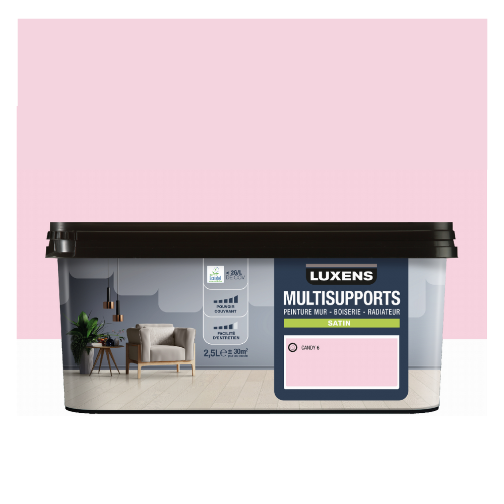 Peinture intérieure satin CANDY 6 - 2.5L LUXENS