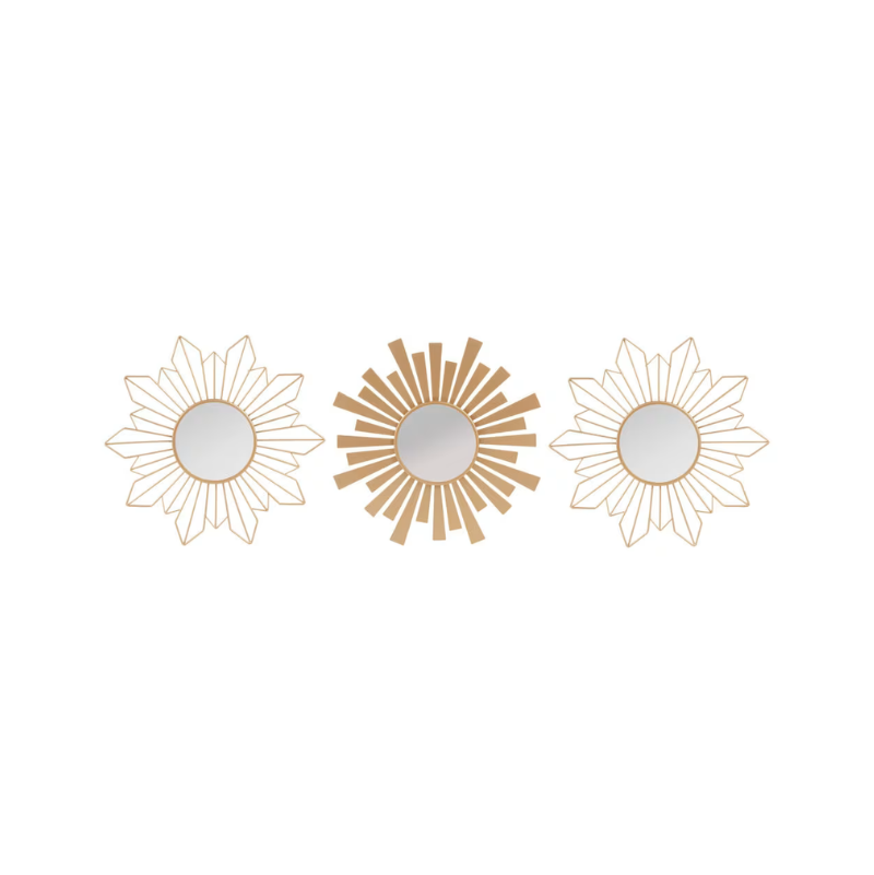 DONGI - set de 3 miroirs en métal doré