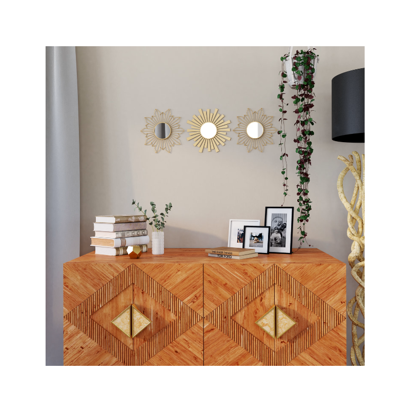 DONGI - set de 3 miroirs en métal doré