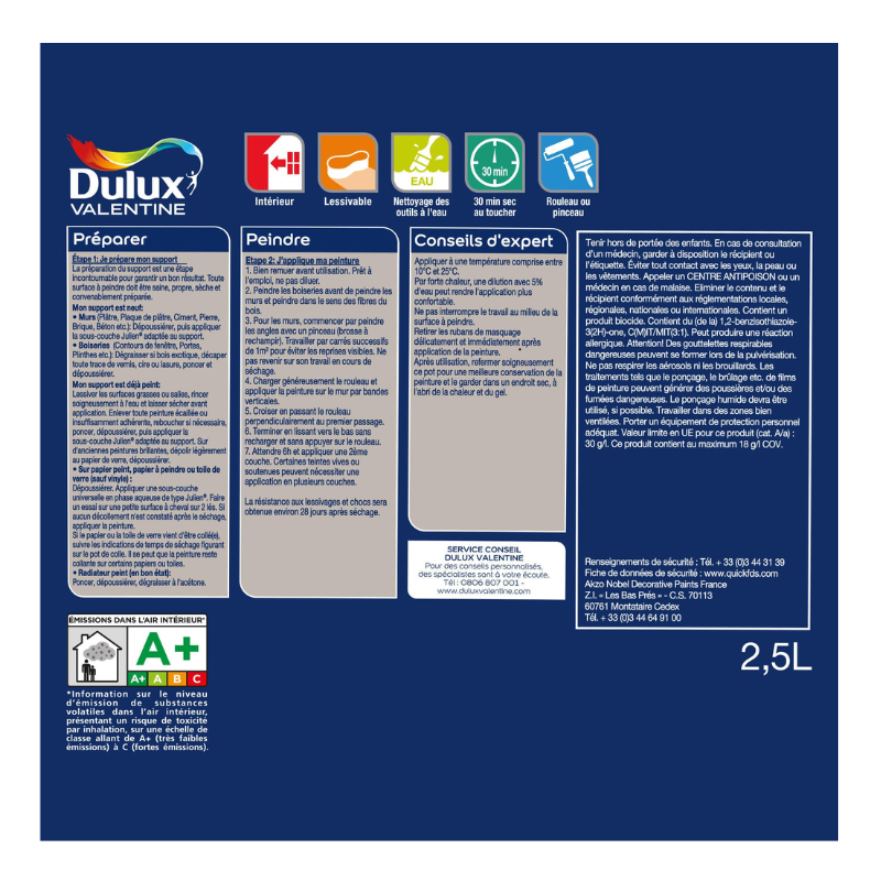 Peinture intérieure mat TAUPE - 2,5L DULUX Valentine
