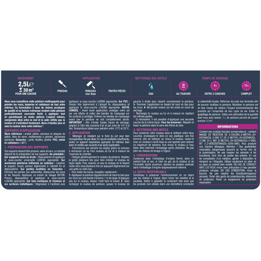Peinture intérieure velours FOREST 3 - 2.5L LUXENS