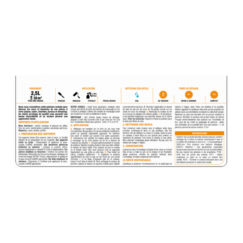 Peinture intérieure satin GRANIT 6 - 2.5L LUXENS