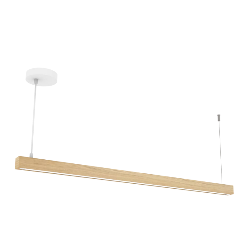 Suspension – Bois de hêtre & diffuseur sablé, lumière LED douce et chaleureuse