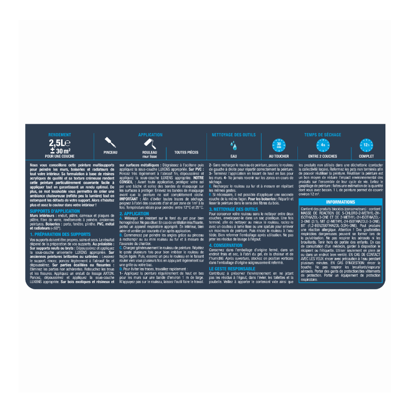 Peinture intérieure mat MIAMI - 2,5L LUXENS