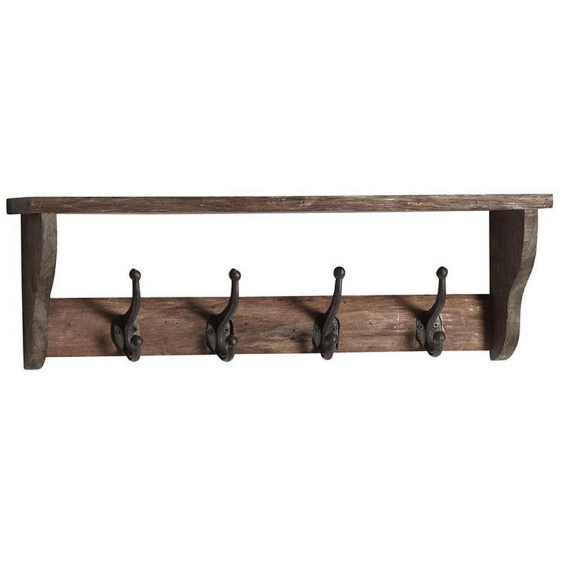 Patère en bois avec 4 crochets en métal