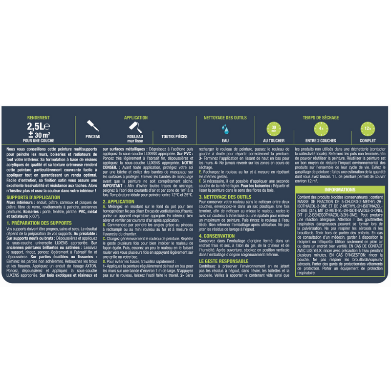 Peinture intérieure satin PAMPA 5 - 2.5L LUXENS