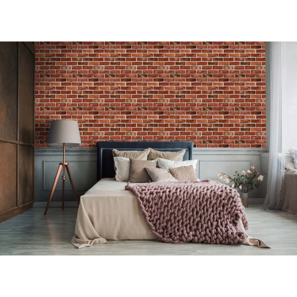 Papier peint intissé brique rouge 3D