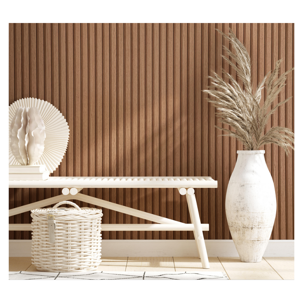 Papier peint intissé Tasseaux bois marron