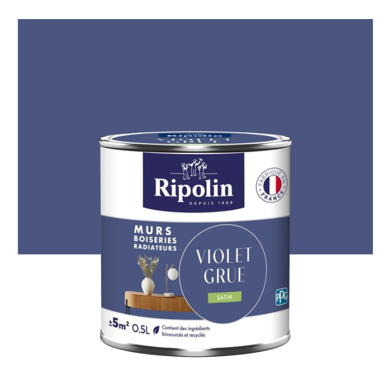 Peinture intérieure satin VIOLET GRUE - 0.5L RIPOLIN