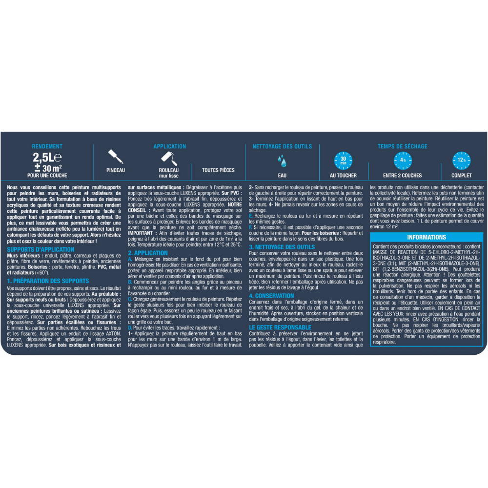 Peinture intérieure mat SAGE 3 - 2.5L LUXENS