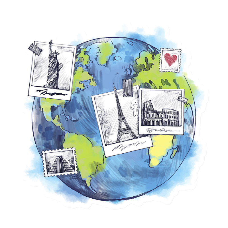 Sticker globe trotter