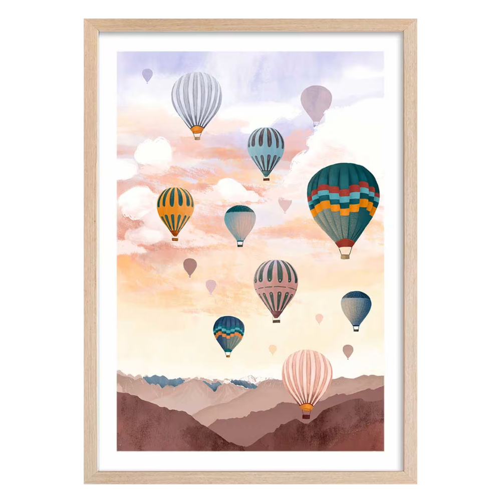 Affiche murale ciel et montgolfière