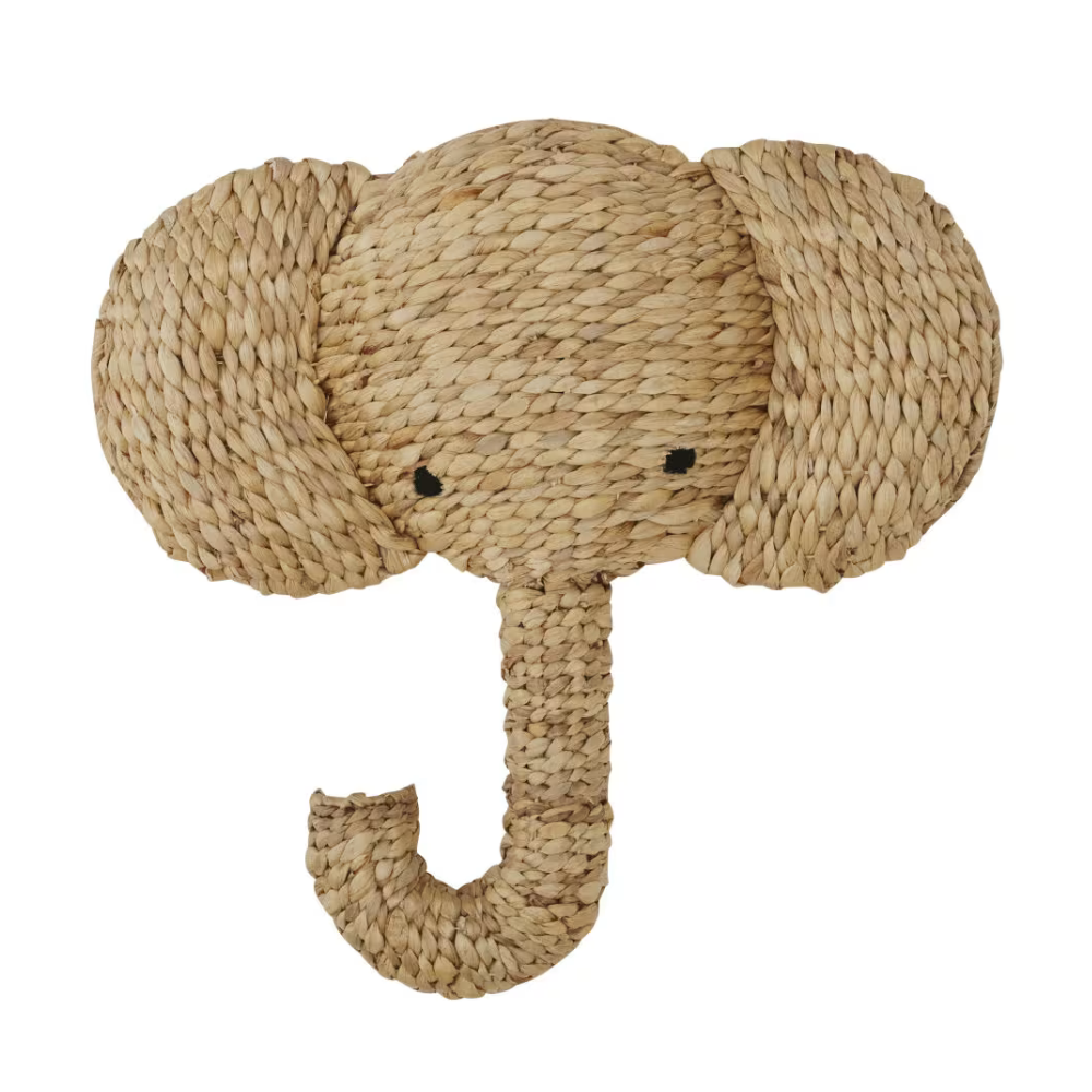 Déco murale éléphant en fibre végétale 52x50