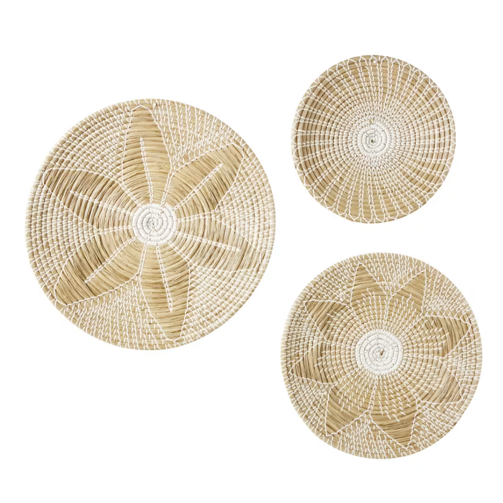 Lot de 3 déco murales en jonc de mer
