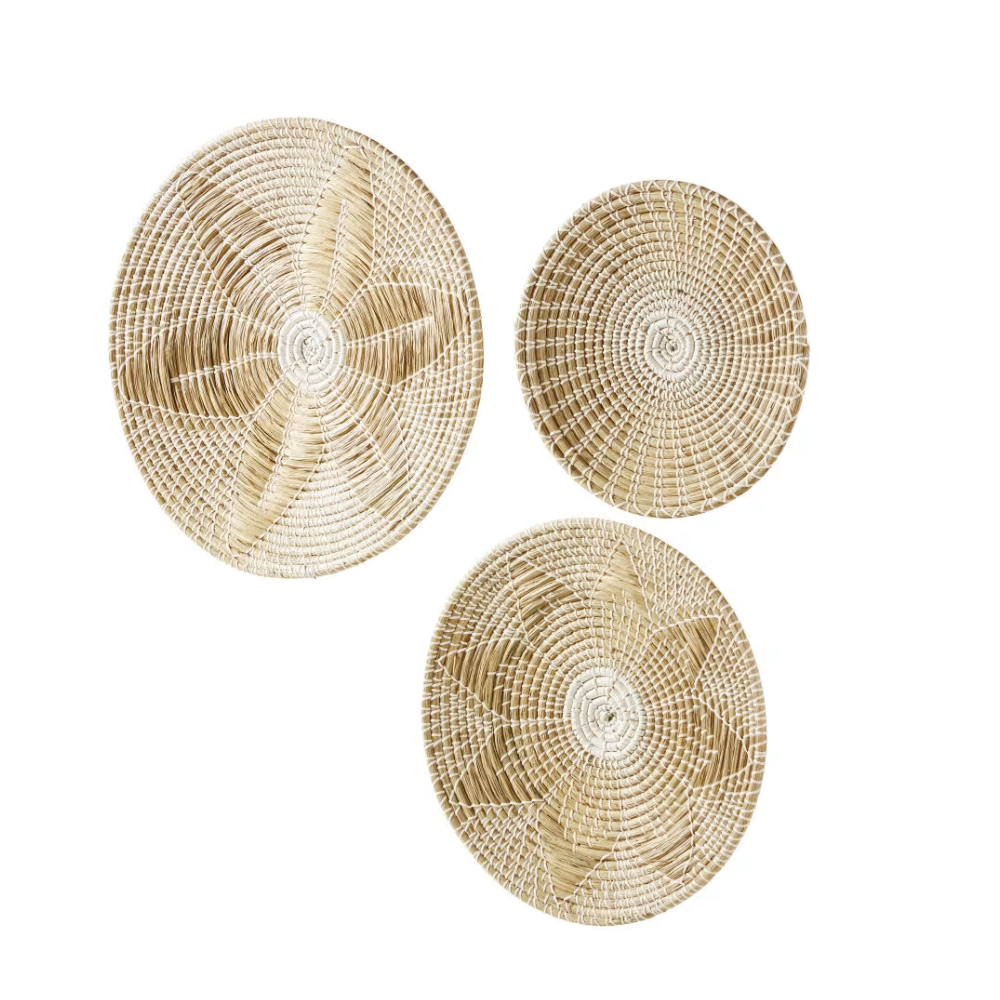 Lot de 3 déco murales en jonc de mer