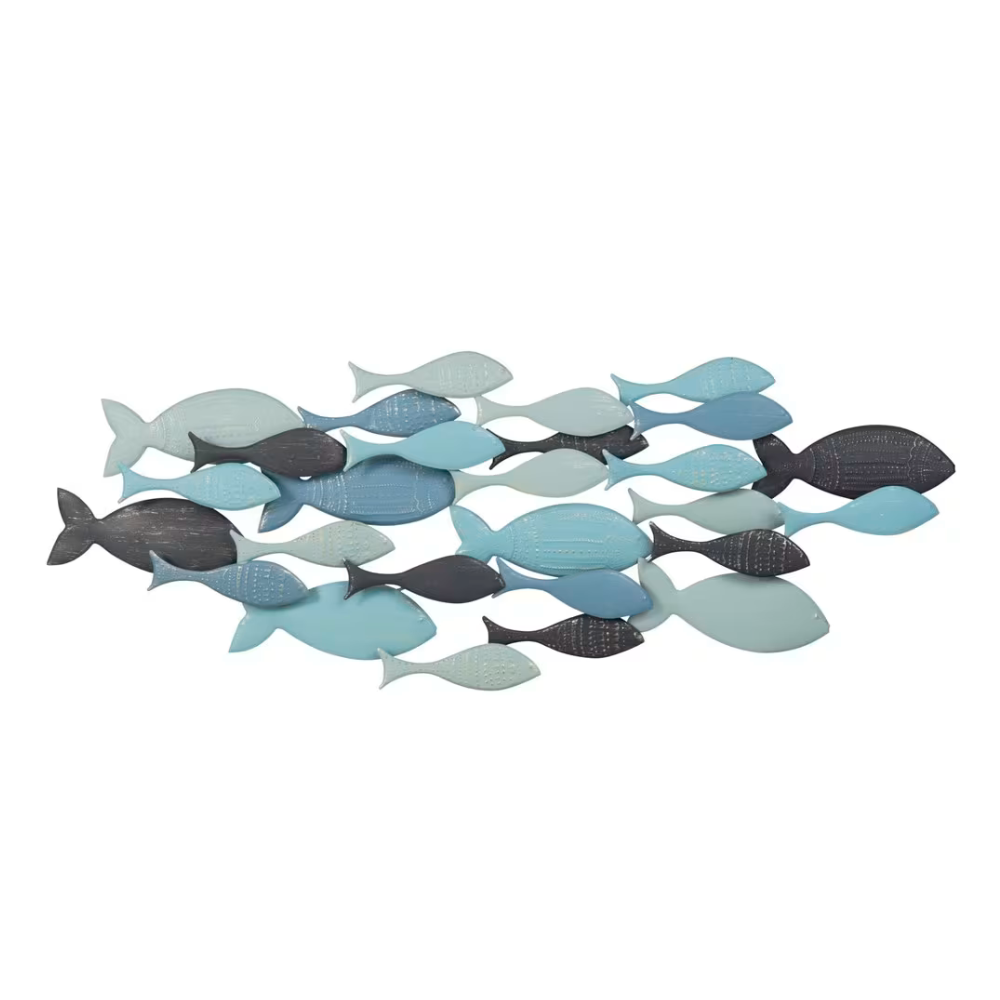 Décoration - banc de poissons en métal 71x26cm