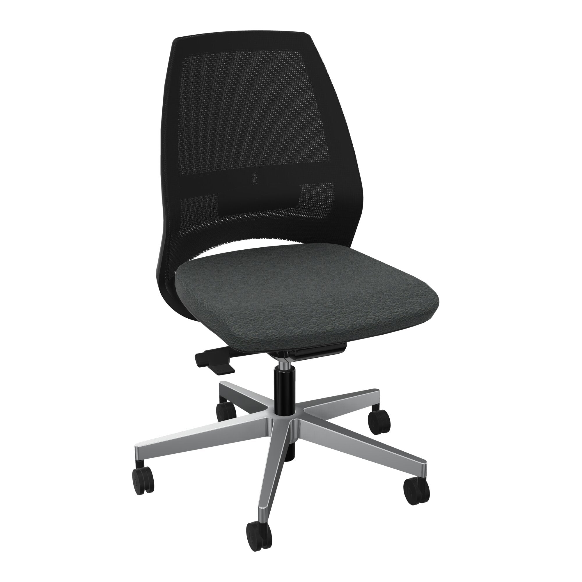 Siège Elliot piétement métal roulettes - Cuir noir