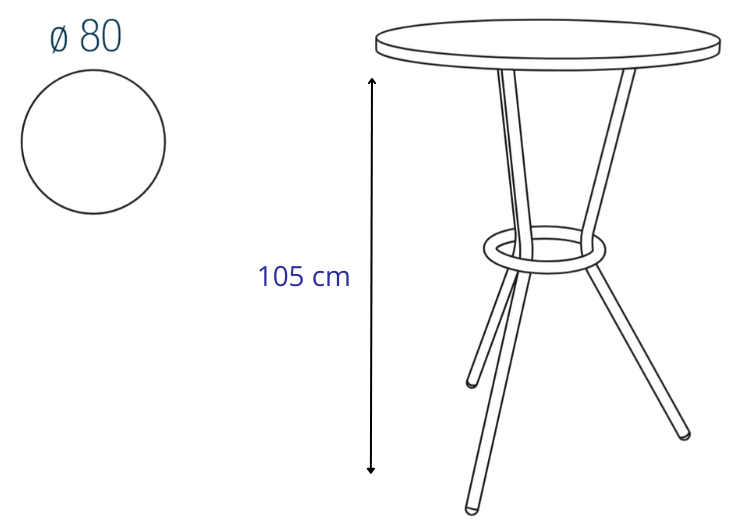 Table haute GABY h. 105cm