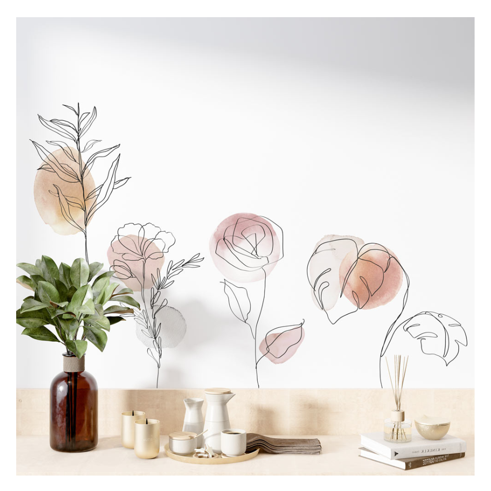 Sticker végétation aquarelle line art