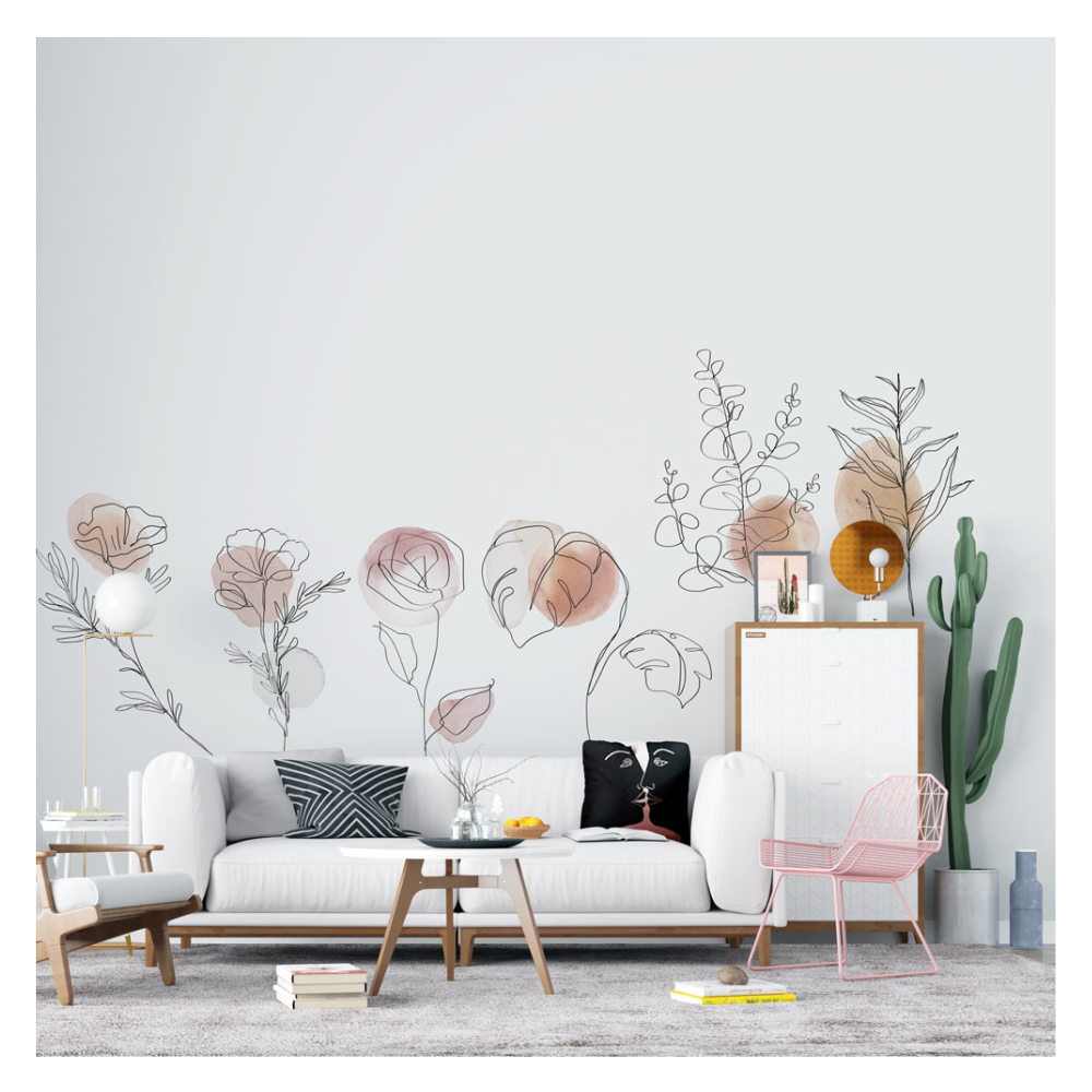 Sticker végétation aquarelle line art