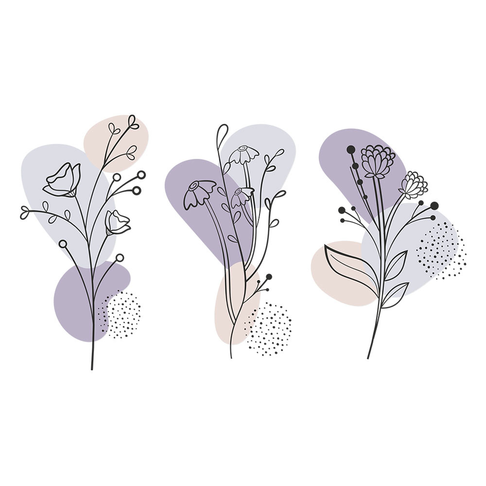 Stickers fleurs minimalistes violet pastel