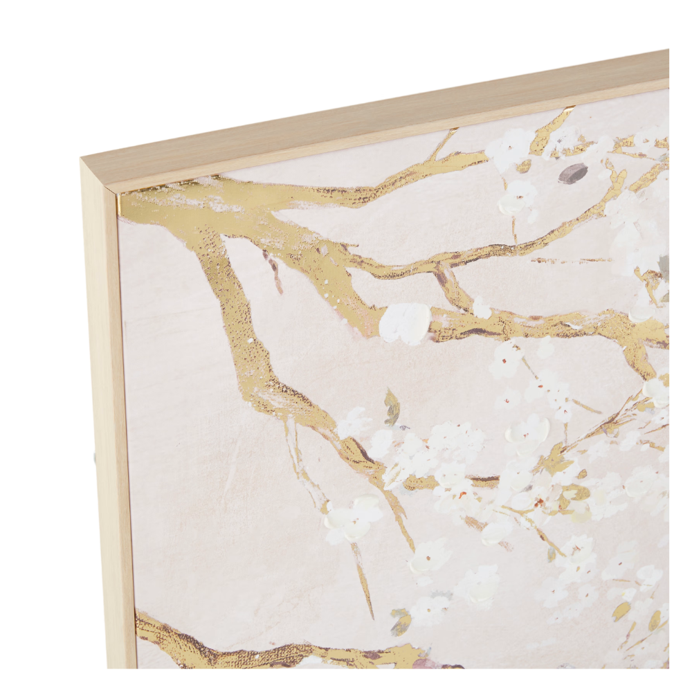 Toile imprimée et peinte beige et dorée - 132x67 - NAMOS